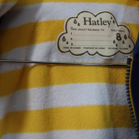 Hatley Blue Raincoat Fun Stripe Terry Cloth Lining 8 - Picture 8 of 9